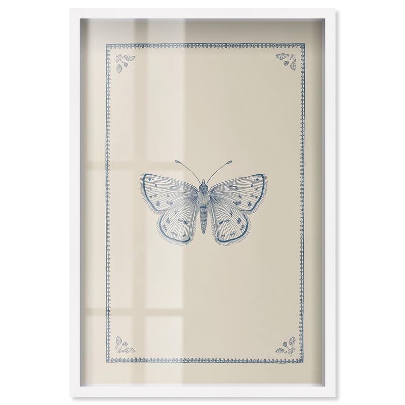 Blue Butterfly II Shadowbox by Art Remedy - White - 36" x 54"