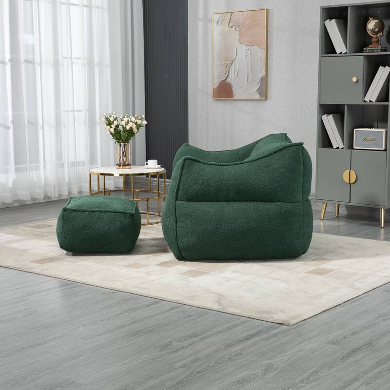 GDFStudio - COOLMORE Boucle Bean Bag Chair with Memory Foam Filling for Ultimate Comfort