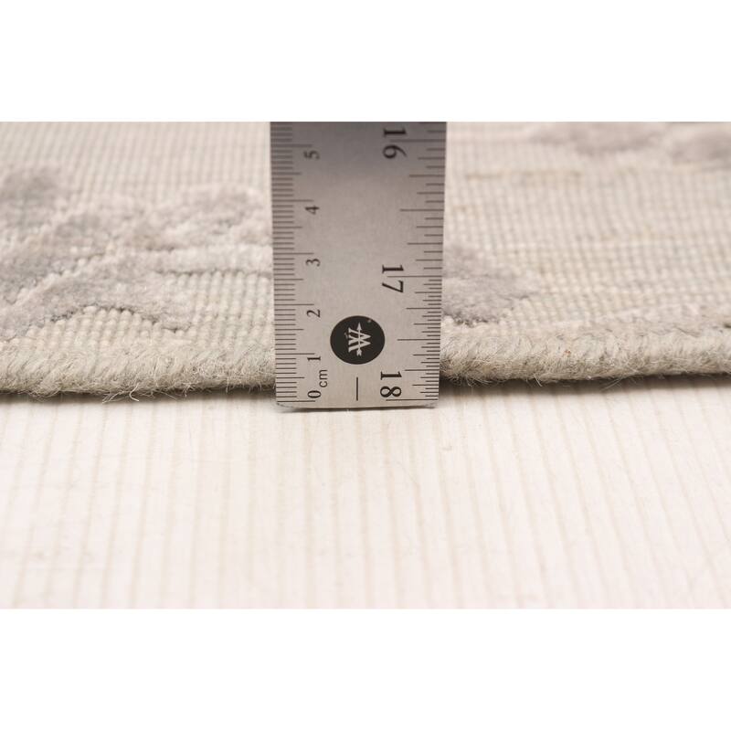 ECARPETGALLERY Hand Loomed Elysian Light Grey Viscose, Wool Rug - 5'0 x 8'0