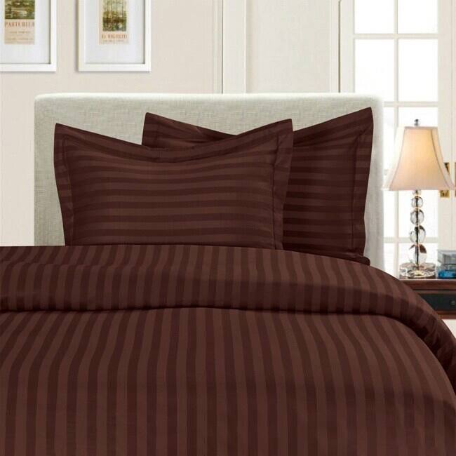 Porch & Den Fairfield Dobby Stripe 3-piece Duvet Cover Set - Chocolate - Queen/Full - Queen/Full