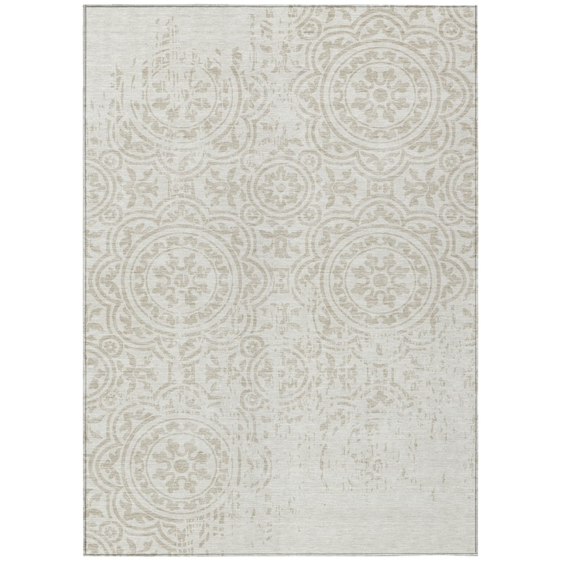 HomeRoots Medallion Transitional Rectangle Outdoor Rug