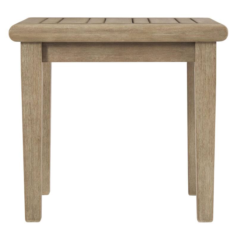 Square Wooden Frame End Table with Plank Tabletop, Teak Brown