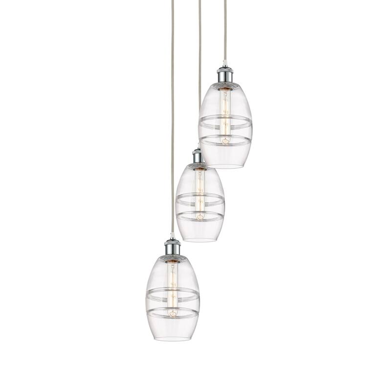 Innovations Lighting 113B-3P-25-12 Vaz Pendant Vaz 3 Light 12" Wide - White Polished Chrome / Clear