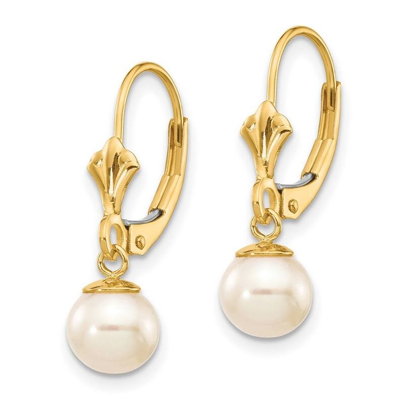 Curata 14k Yellow Gold 25x6mm Freshwater Cultured Pearl Leverback Earrings