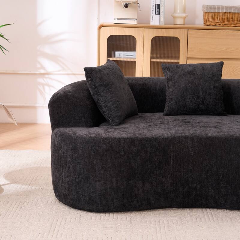 GDFStudio - Crescent-Shaped 67" Chenille Sofa with Self-Inflating Foam and Modular Design