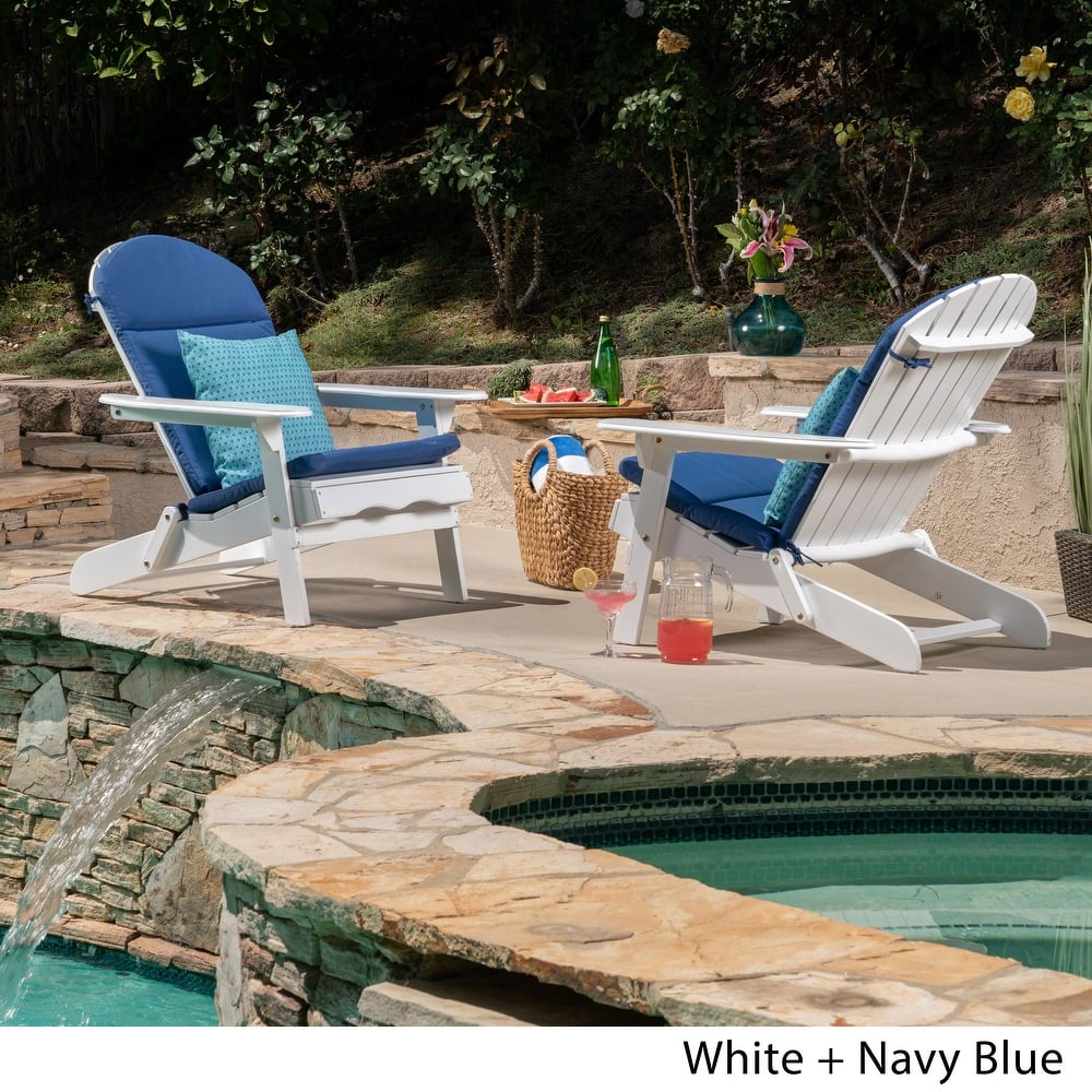 Malibu Outdoor Acacia Wood Folding Adirondack Chairs with Cushions (Set of 2) by Christopher Knight Home