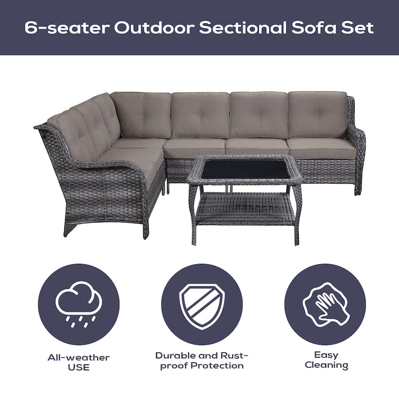 Pocassy Patio Sofa Swivel Chair Ottoman and Table