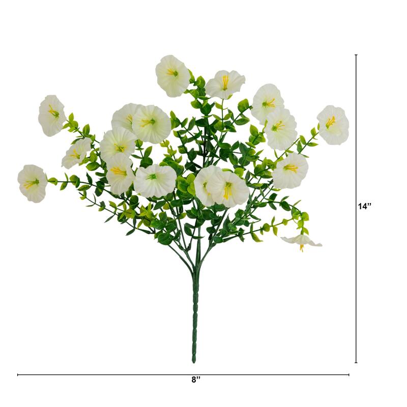14-in UV Resistant Artificial Morning Glory Bush - Set of 12