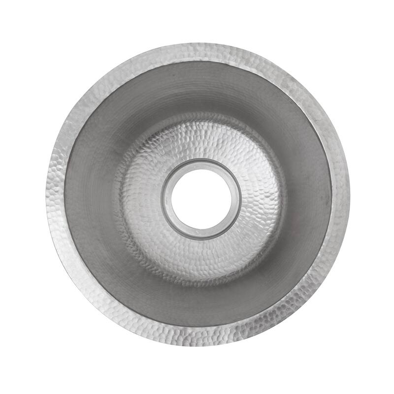 16-in Round Hammered Copper Prep Sink in Nickel w/ 3.5-in Drain Opening (BR16EN3)
