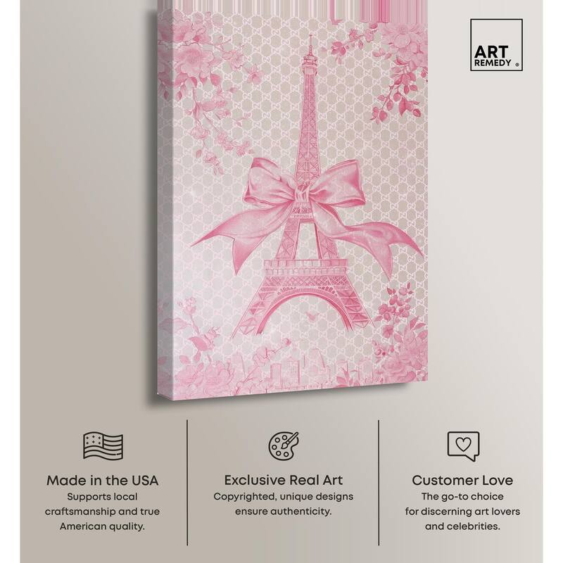 Ribbon Eiffel Tower Canvas by Art Remedy, Gallery Wrapped