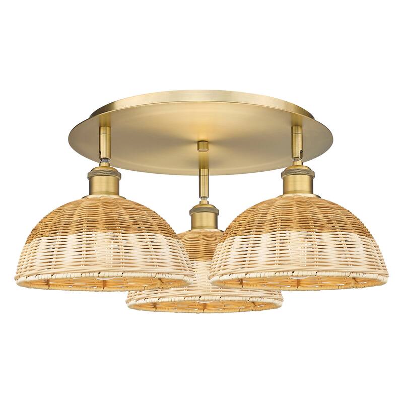 Innovations Lighting Endless Possibilities Ballston - Bristol Natural II - 3 Light 21" Flush Mount - Brushed Brass