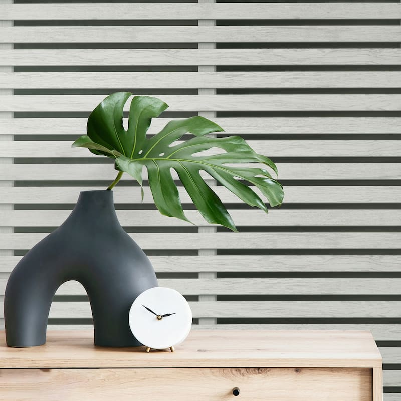 Fine Decor Marlow Charcoal Wood Slats Wallpaper