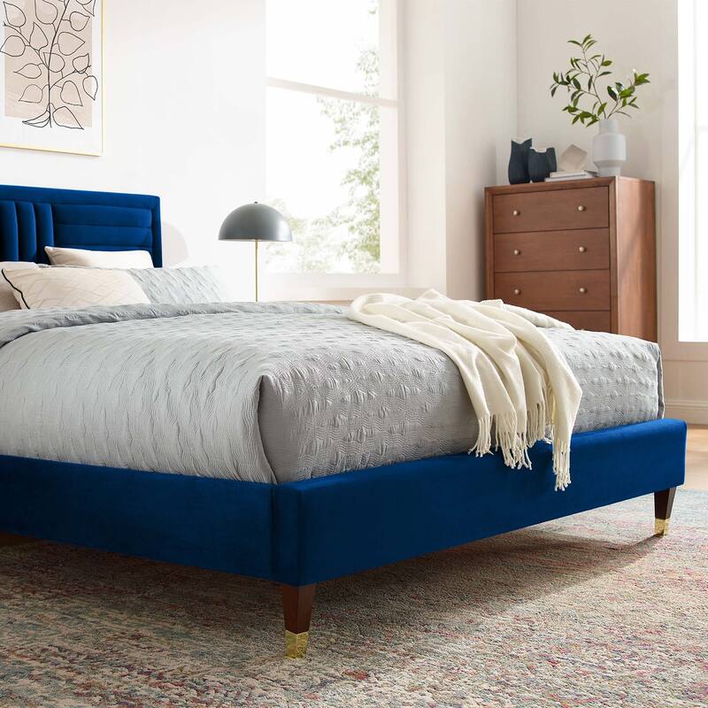 Sofia Channel Tufted Performance Velvet Full Platform Bed