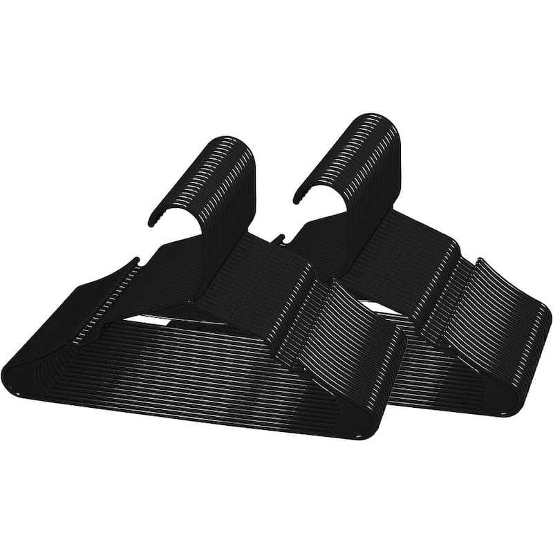 Royale Plastic Hangers For Clothes - Ideal For Everyday Standard Use - Black - Pack of 40