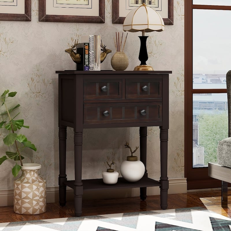 Copper Grove Colby 3-drawer Console Table with Bottom Shelf - Espresso