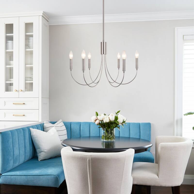 6-Light Modern Candlestick Hanging Linear Chandelier Lighting Island Chandelier for Kitchen Island