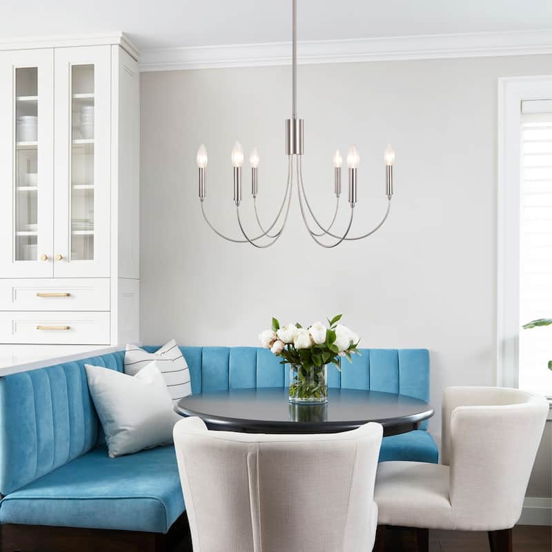 Farmhouse style 6 - Light Metal Candle Chandelier for Kitchen Dining Room - N/A