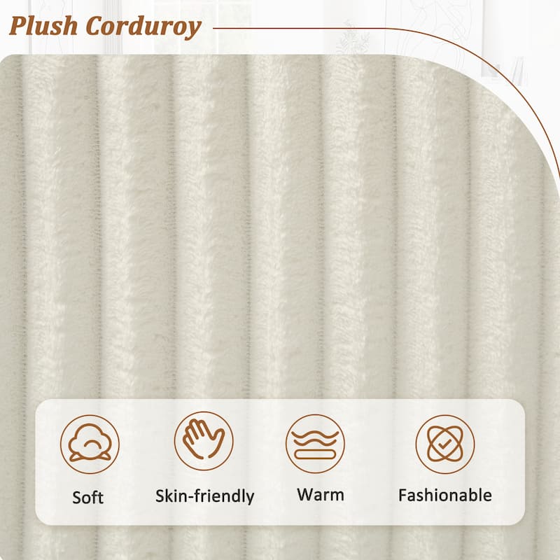 U-Shaped Sectional Sofa with Chaise Lounge, Oversized Corduroy Upholstered Sofa, 5 Seater Sofa with Removable Throw Pillows