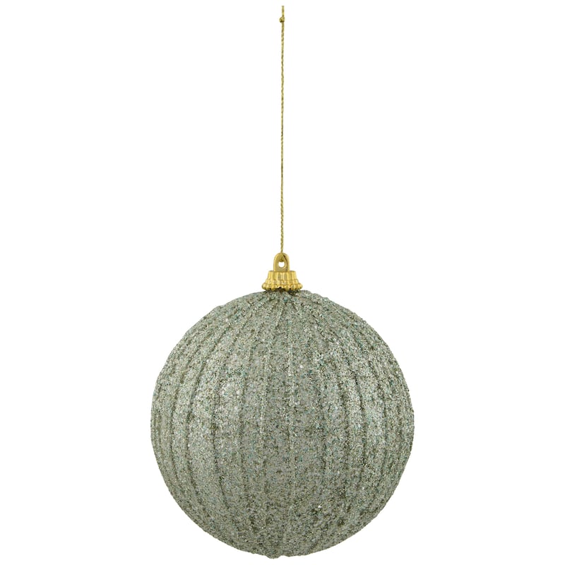 Holographic Glitter Shatterproof Christmas Ball Ornament - 4" - Tea Green