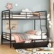 preview thumbnail 1 of 7, Black Full XL over Queen Metal Bunk Bed with Drawers Black