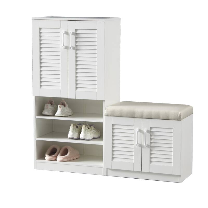 Multi functional Shoe Storage Cabinet with Bench & 7+3 Storage compartment