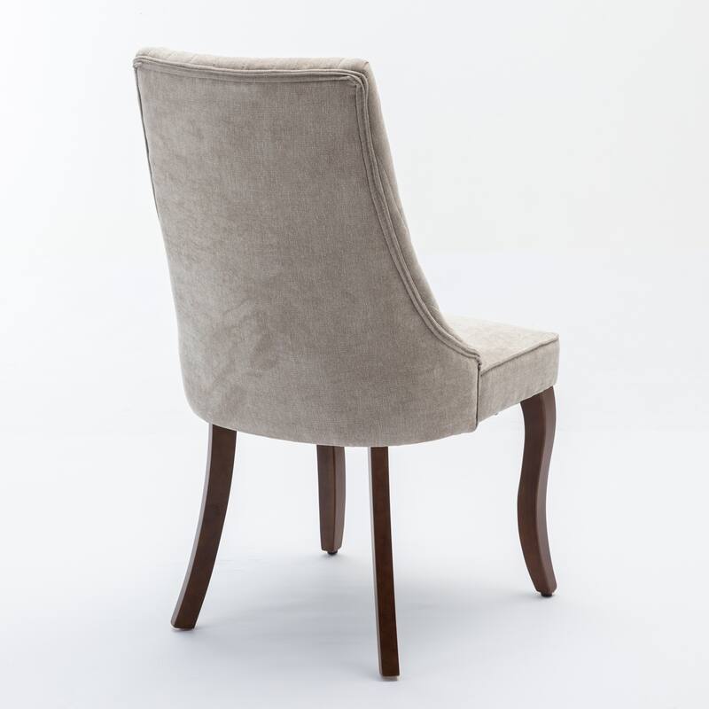 Luxurious Rayon Cloth Flocking Dining Chair Set with High Backrest and Solid Wood Legs