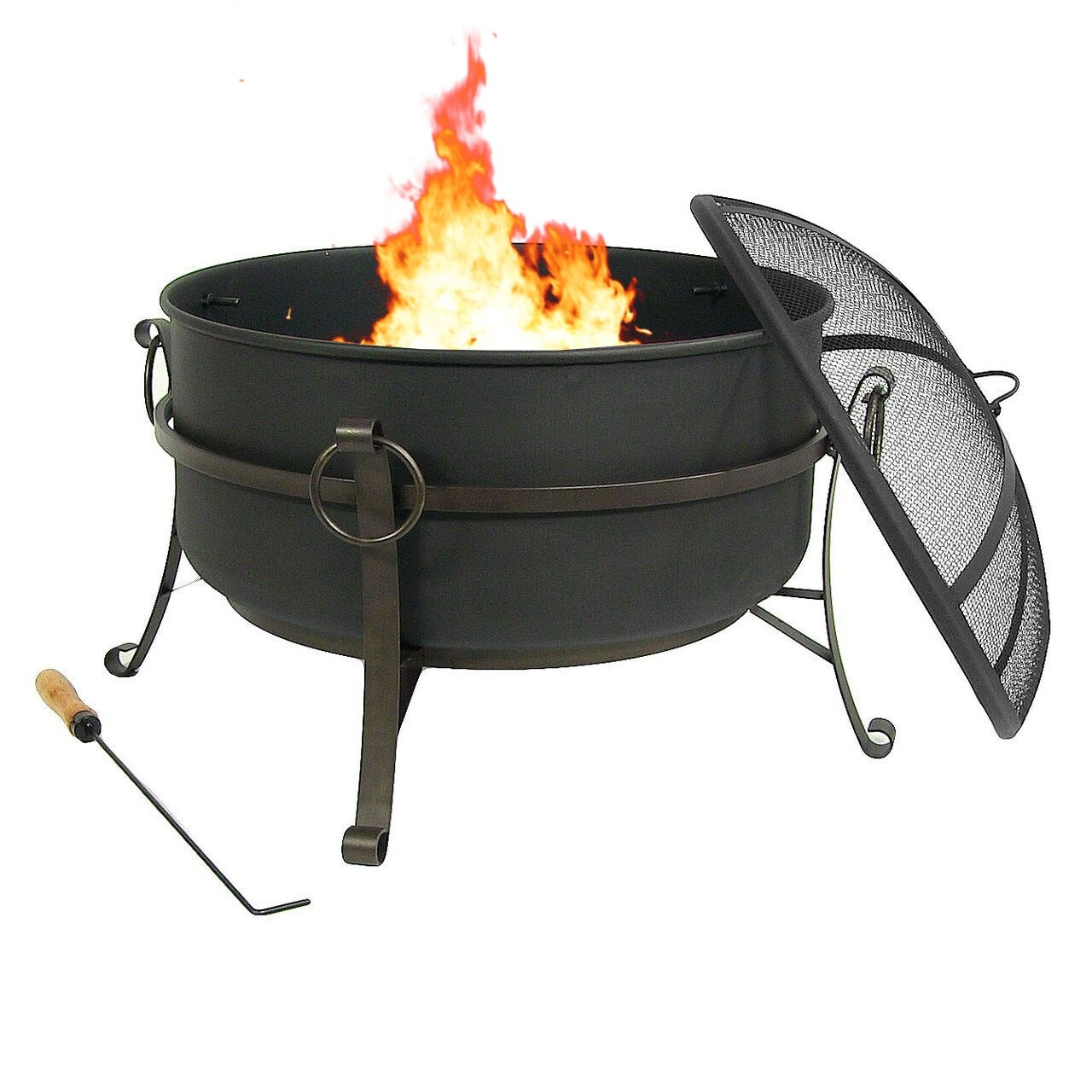 Shop Sunnydaze Steel Cauldron Fire Pit With Spark Screen Size