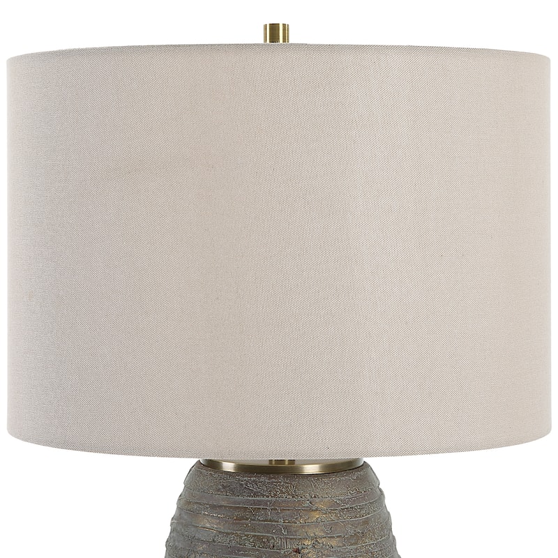 Uttermost Gorda Bronze Ceramic Table Lamp - 23"H,   Shade 10"H x 15 Dia. (in)