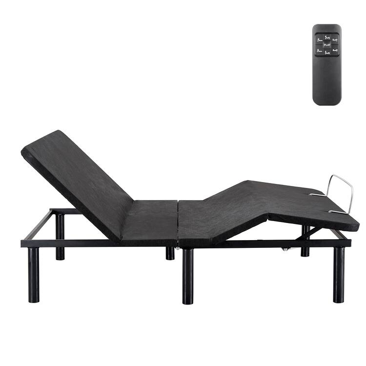 Adjustable Metal Bed Frame with Wireless Remote – Value Sleep Upgrade with Head & Foot Tilt, Low Profile Design - Split King,Black