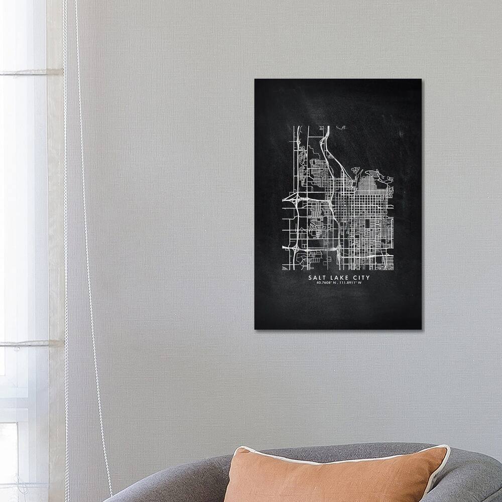 iCanvas "Salt Lake City Map Chalkboard Style" by WallDecorAddict Canvas Print
