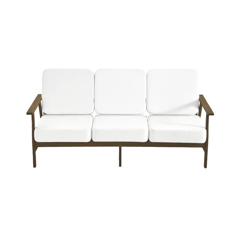 Teak Frame Outdoor Loveseat Daybed with Water-Resistant Cushions.