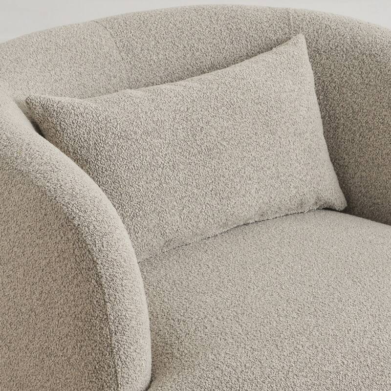 KINWELL 34" Wide Boucle Fabric Upholstered Swivel Armchair (Set of 2)