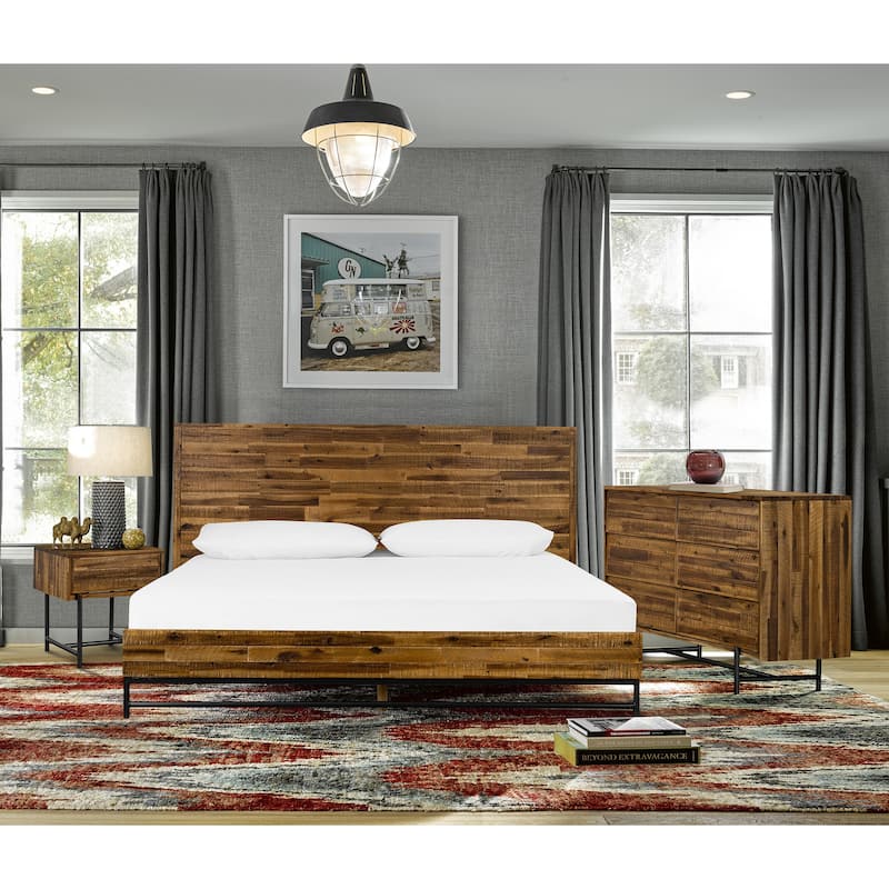 Cusco Modern Rustic Acacia Wood 1 Drawer Night Stand End Table