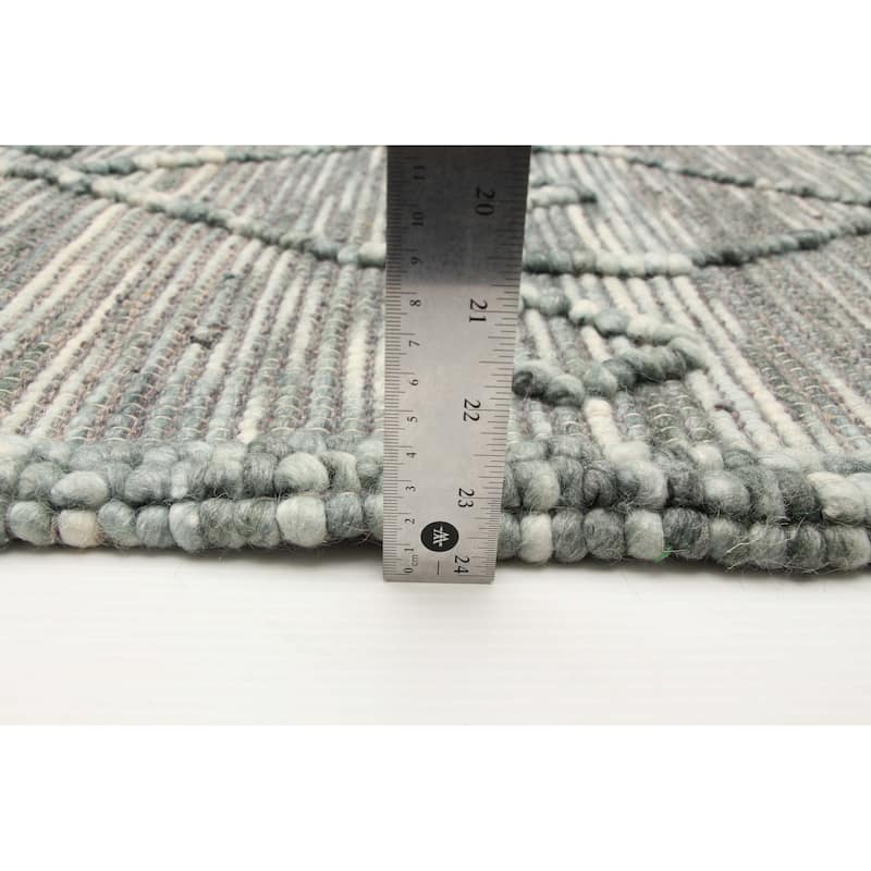 ECARPETGALLERY Braid weave Sienna Teal Wool Rug - 5'2 x 7'5