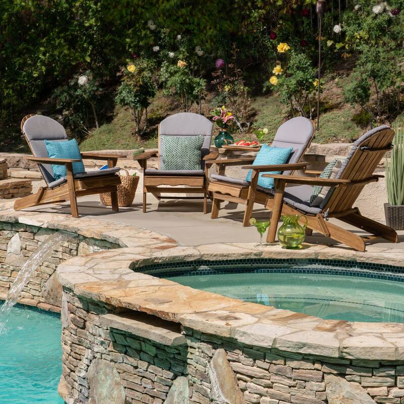 Malibu Outdoor Adirondack Chair Cushion (Set of 4) by Christopher Knight Home - Grey