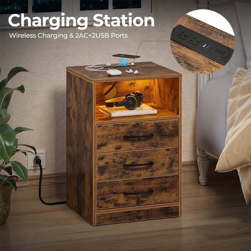 Nightstand with Wireless Charging Station