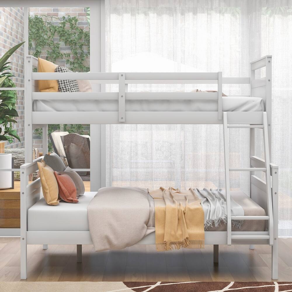 Twin over Full Bunk Bed with ladder, Safety Guardrail, Perfect for Bedroom