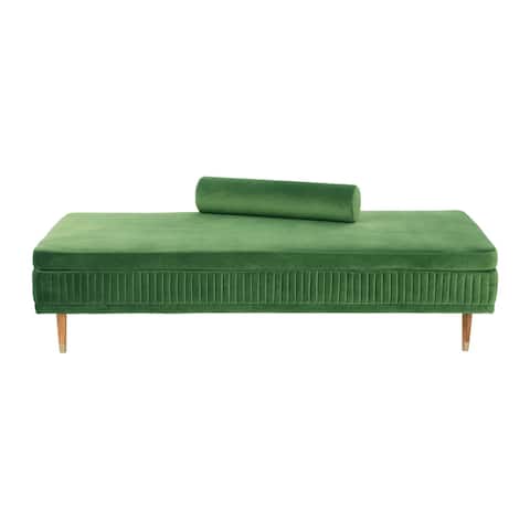 Brushed Velvet Daybed with Bolster Pillow & Wood Legs
