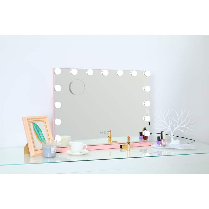 Hollywood Vanity Makeup Colorful Mirror with Lights - Pink