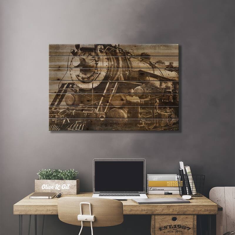 Locomotive Print On Wood by Dylan Matthews - Multi-Color