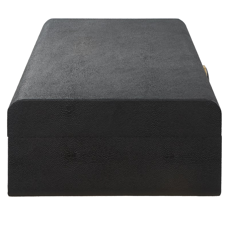 Shagreen Decorative Box with Enamel Closure - 13" - Black
