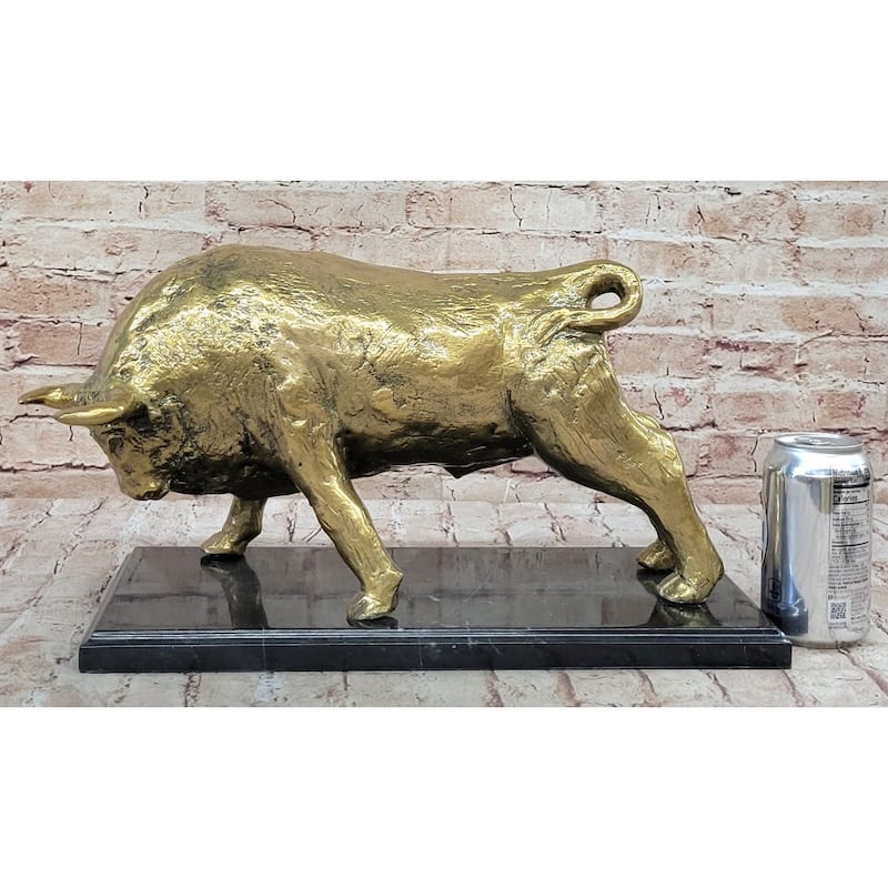 Gold Imitative Bull - Bronze Metal Sculpture Statue Signed Numbered Original Art
