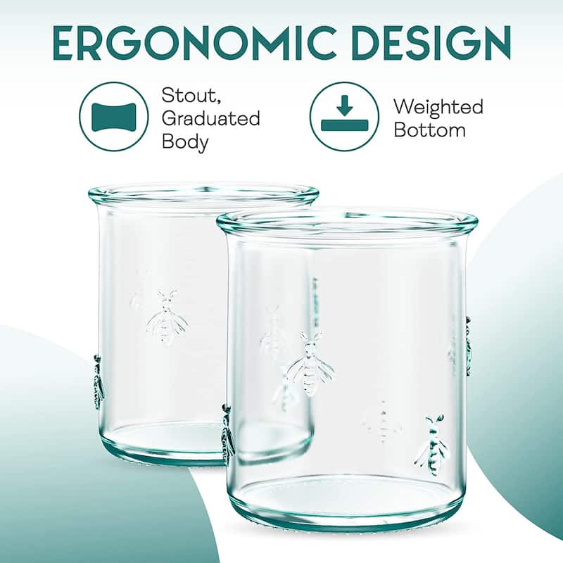 Amici Home Set of 6 Italian Recycled Green Regina DOF Glasses - 12 Oz