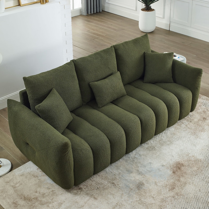 Oversized Teddy Fabric Upholstered Sofa - Green
