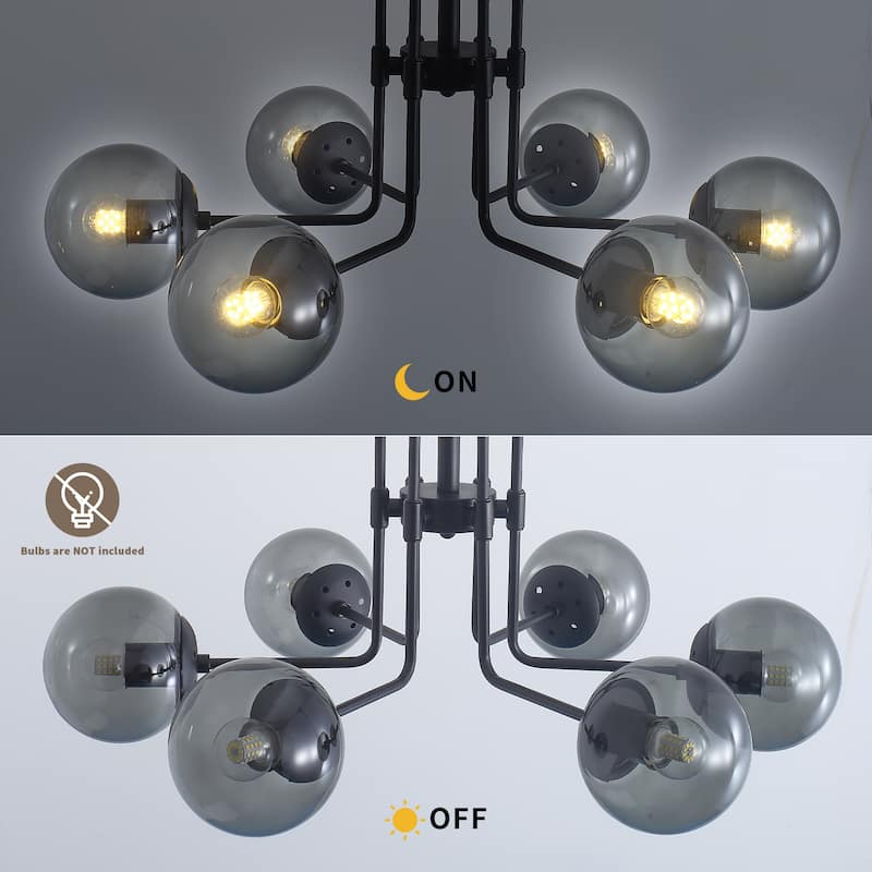 Mid-century Modern 6-Lights Glass Globe Sputnik Chandelier