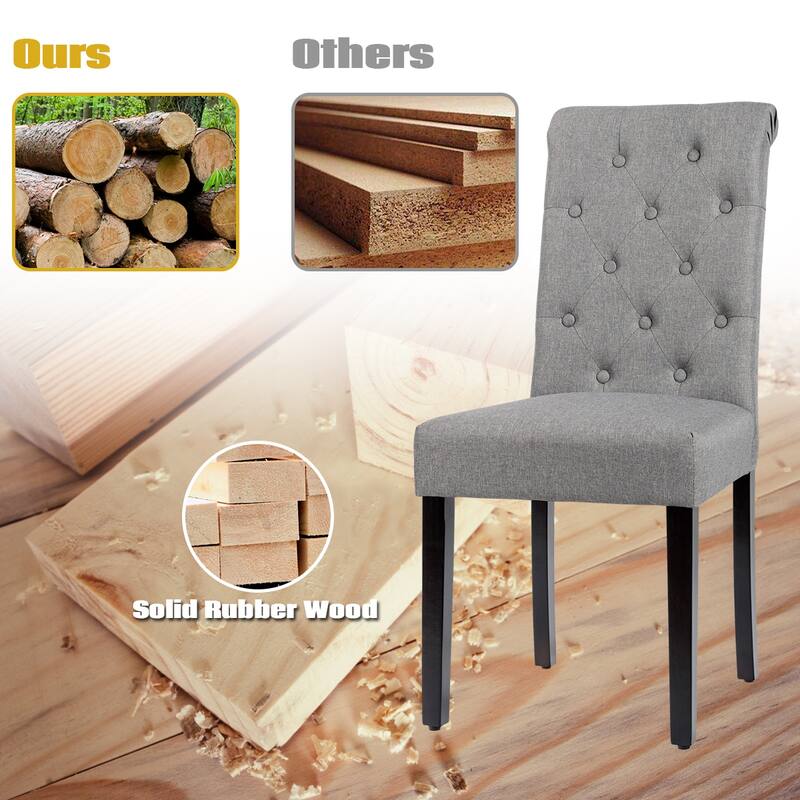 Costway Set of 2 Parsons Upholstered Fabric Chair with Wooden Legs