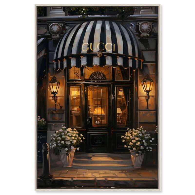 Elegant Night Time Store Visit Canvas by Art Remedy - Silver - 16" x 24"