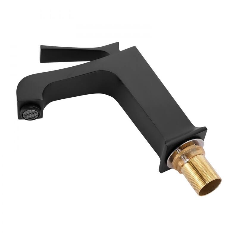 Black Stainless Steel Single Handle Sink Faucet with Drain - 6.89 x 2.17 x 10.24 inch