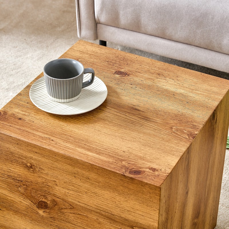 GDFStudio Alaric Wood Coffee Table with Natural Wood or Marble Texture