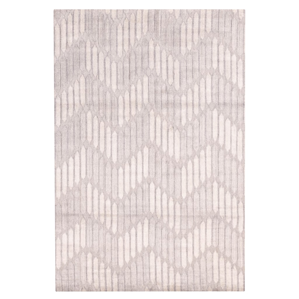ECARPETGALLERY Hand Loomed Elysian Grey Silk Rug - 6'7 x 9'8
